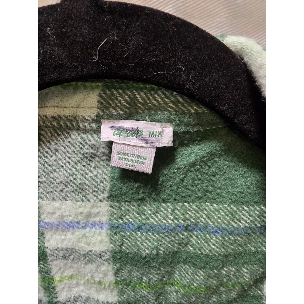 Green plaid Aerie button down flannel shacket shirt jacket size medium - Picture 2 of 10